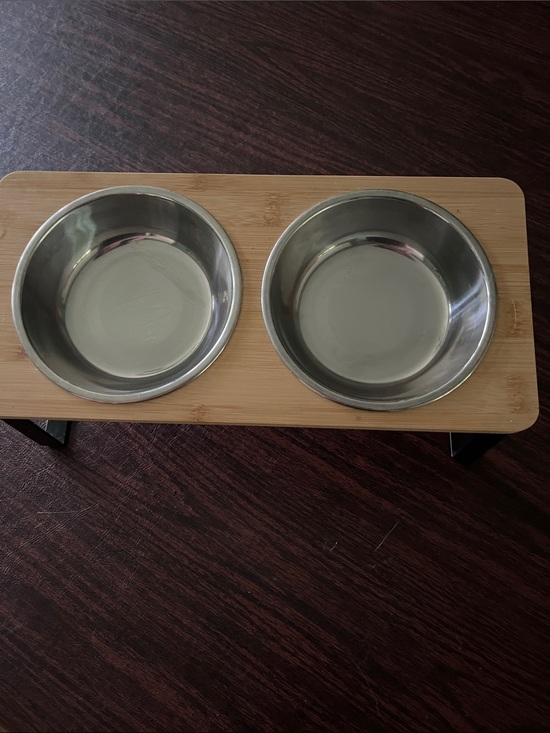 Other - Elevated Bamboo Dog Feeding Stand with Stainless Steel Bowls - Natural